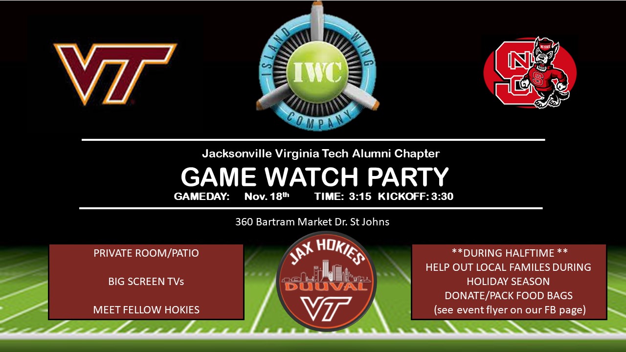 Game Watch Party:  VT vs NC State and Food Drive